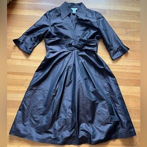 K Jordan Black Satin Fit-and-Flare Mini Dress
